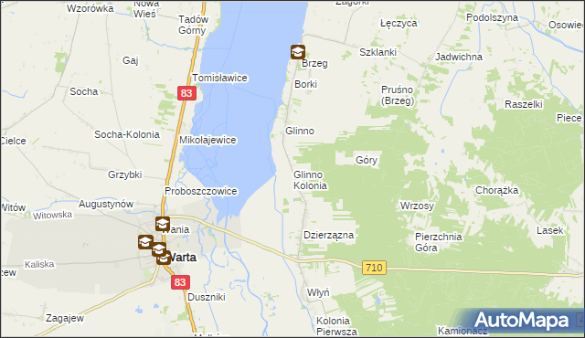 mapa Glinno Kolonia, Glinno Kolonia na mapie Targeo