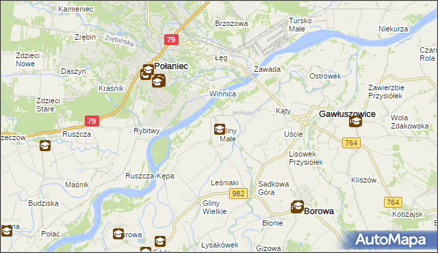 mapa Gliny Małe, Gliny Małe na mapie Targeo