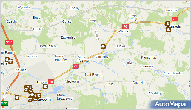 mapa Głosków gmina Borowie, Głosków gmina Borowie na mapie Targeo