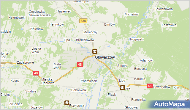 mapa Głowaczów, Głowaczów na mapie Targeo