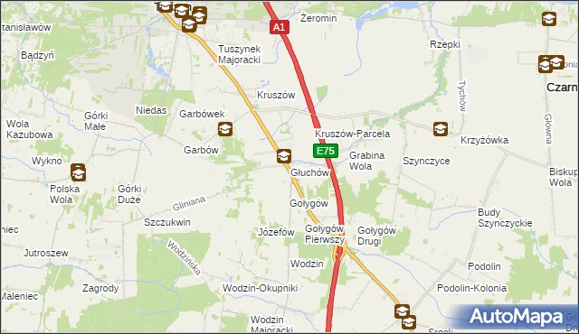 mapa Głuchów gmina Tuszyn, Głuchów gmina Tuszyn na mapie Targeo