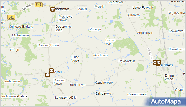 mapa Głuchowo gmina Gozdowo, Głuchowo gmina Gozdowo na mapie Targeo