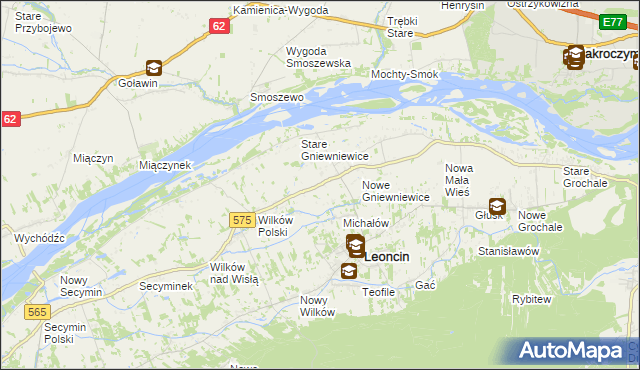 mapa Gniewniewice Folwarczne, Gniewniewice Folwarczne na mapie Targeo