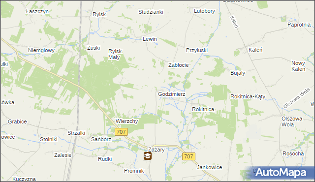 mapa Godzimierz gmina Nowe Miasto nad Pilicą, Godzimierz gmina Nowe Miasto nad Pilicą na mapie Targeo