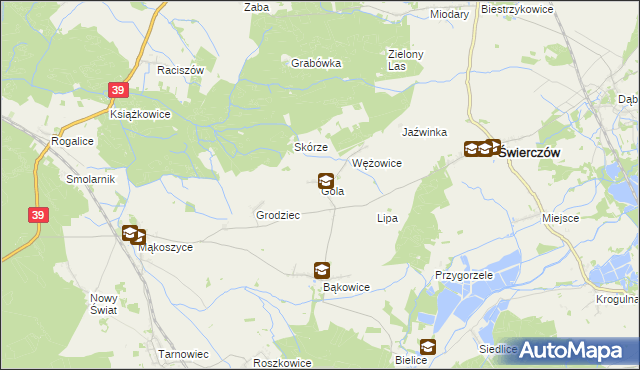 mapa Gola gmina Świerczów, Gola gmina Świerczów na mapie Targeo