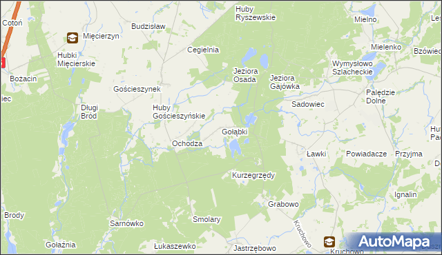 mapa Gołąbki gmina Trzemeszno, Gołąbki gmina Trzemeszno na mapie Targeo