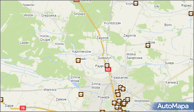 mapa Gołaszyn gmina Łuków, Gołaszyn gmina Łuków na mapie Targeo