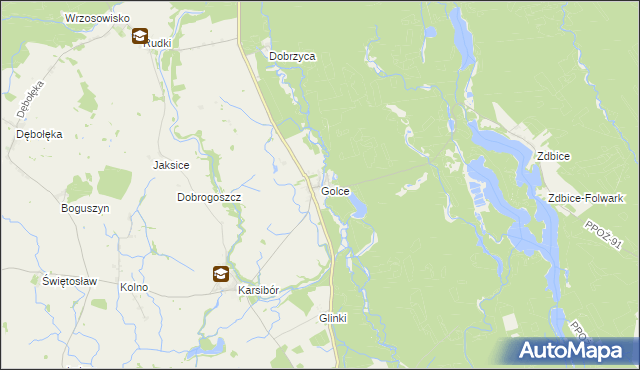 mapa Golce gmina Wałcz, Golce gmina Wałcz na mapie Targeo