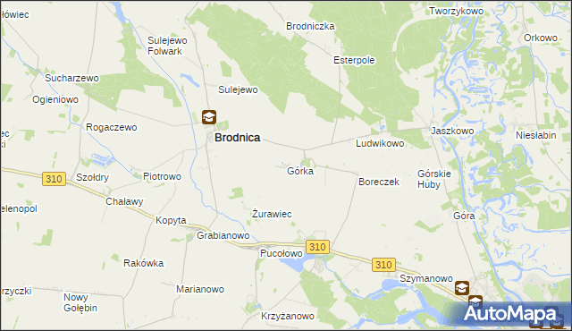 mapa Górka gmina Brodnica, Górka gmina Brodnica na mapie Targeo