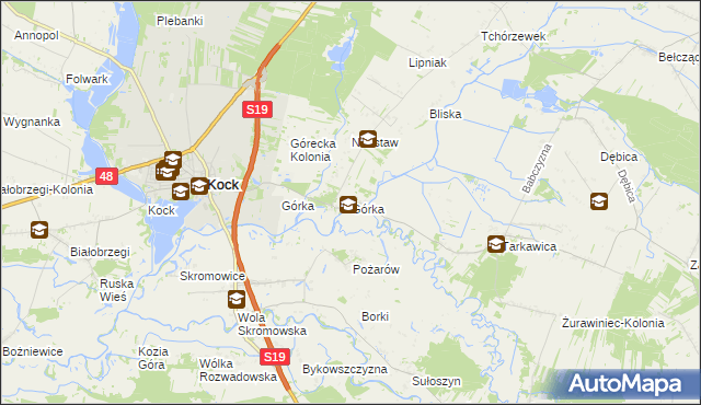 mapa Górka gmina Kock, Górka gmina Kock na mapie Targeo