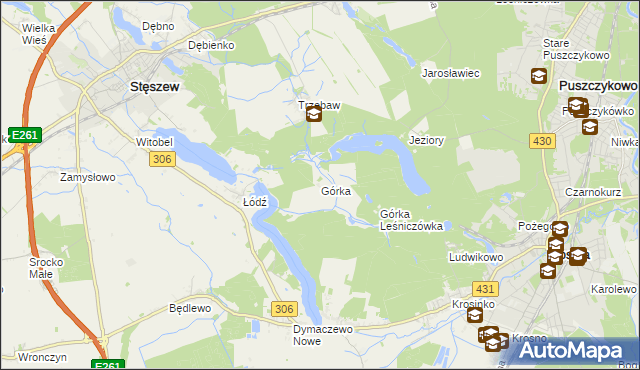 mapa Górka gmina Stęszew, Górka gmina Stęszew na mapie Targeo
