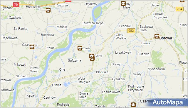 mapa Górki gmina Borowa, Górki gmina Borowa na mapie Targeo