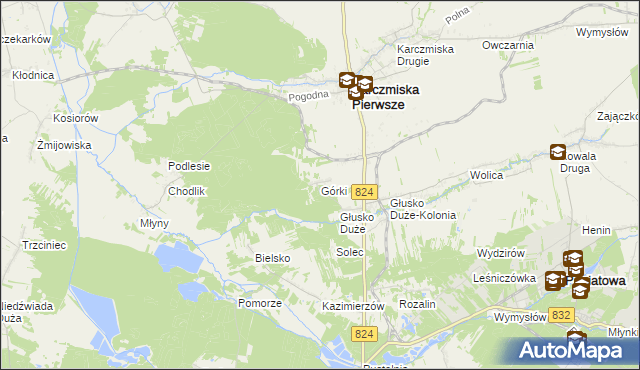 mapa Górki gmina Karczmiska, Górki gmina Karczmiska na mapie Targeo