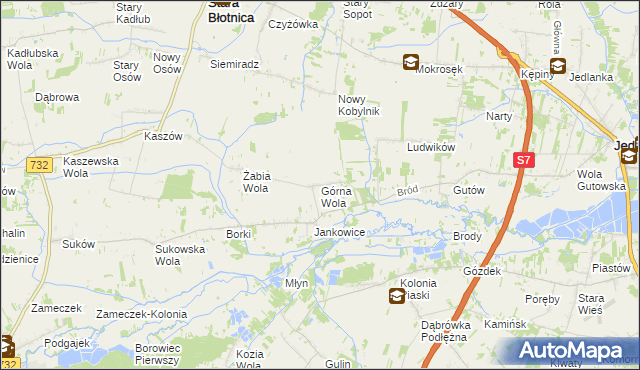 mapa Górna Wola gmina Jedlińsk, Górna Wola gmina Jedlińsk na mapie Targeo