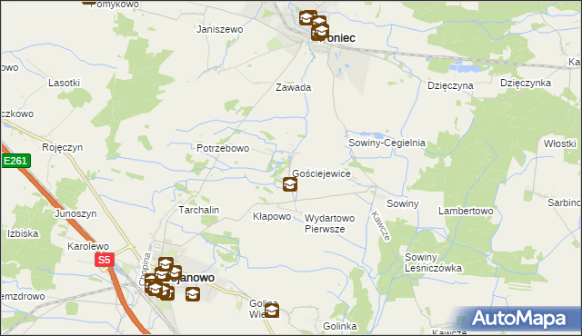 mapa Gościejewice, Gościejewice na mapie Targeo