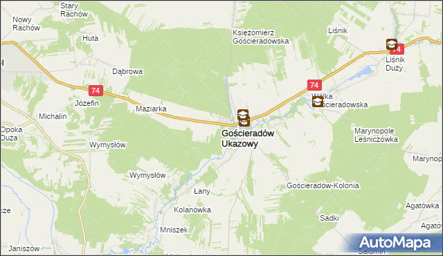 mapa Gościeradów Ukazowy, Gościeradów Ukazowy na mapie Targeo