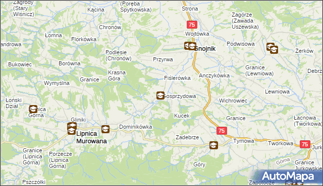 mapa Gosprzydowa, Gosprzydowa na mapie Targeo