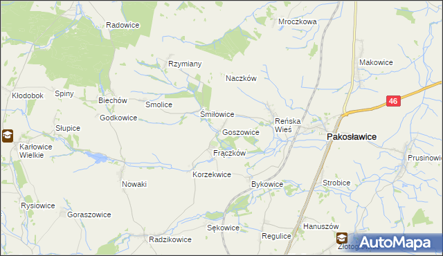 mapa Goszowice, Goszowice na mapie Targeo