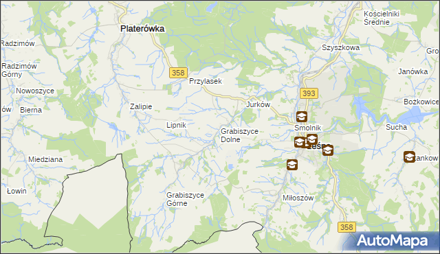 mapa Grabiszyce Dolne, Grabiszyce Dolne na mapie Targeo