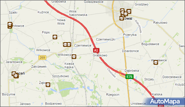 mapa Grabkowo, Grabkowo na mapie Targeo