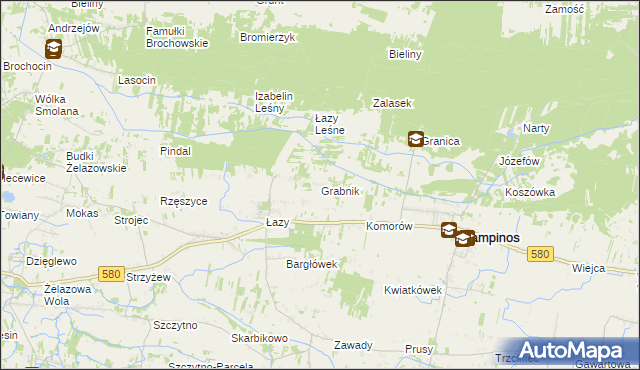 mapa Grabnik gmina Kampinos, Grabnik gmina Kampinos na mapie Targeo