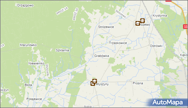mapa Grabówka gmina Budzyń, Grabówka gmina Budzyń na mapie Targeo