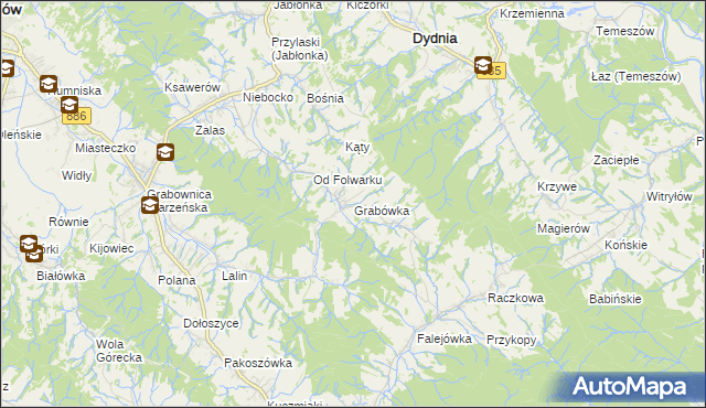 mapa Grabówka gmina Dydnia, Grabówka gmina Dydnia na mapie Targeo