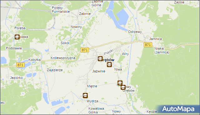 mapa Grębów powiat tarnobrzeski, Grębów powiat tarnobrzeski na mapie Targeo