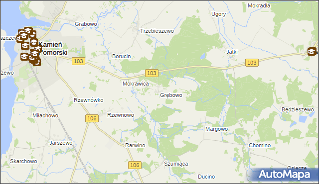 mapa Grębowo, Grębowo na mapie Targeo