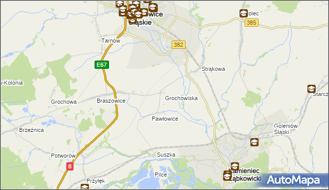 mapa Grochowiska gmina Ząbkowice Śląskie, Grochowiska gmina Ząbkowice Śląskie na mapie Targeo