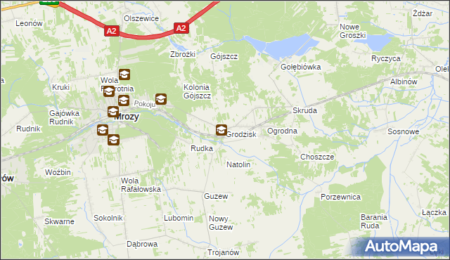 mapa Grodzisk gmina Mrozy, Grodzisk gmina Mrozy na mapie Targeo