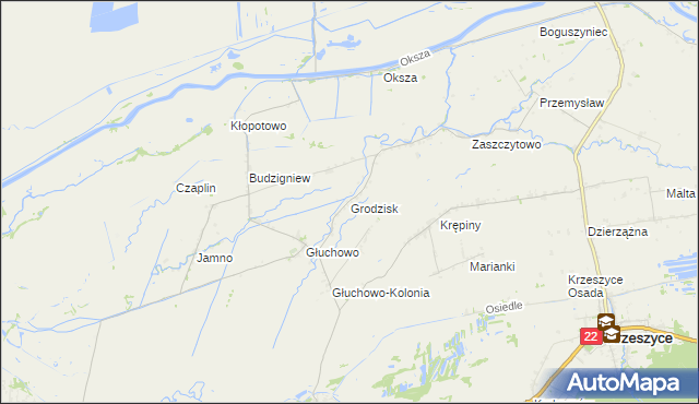 mapa Grodzisk gmina Słońsk, Grodzisk gmina Słońsk na mapie Targeo