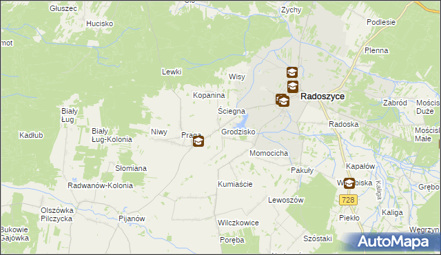 mapa Grodzisko gmina Radoszyce, Grodzisko gmina Radoszyce na mapie Targeo