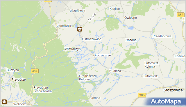 mapa Grodziszcze gmina Stoszowice, Grodziszcze gmina Stoszowice na mapie Targeo