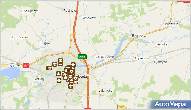 mapa Grodziszcze gmina Świebodzin, Grodziszcze gmina Świebodzin na mapie Targeo