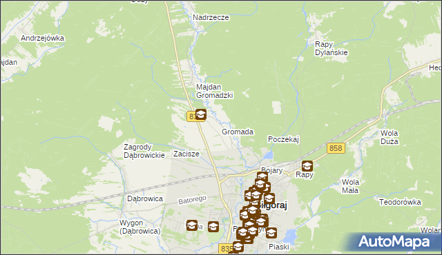 mapa Gromada gmina Biłgoraj, Gromada gmina Biłgoraj na mapie Targeo