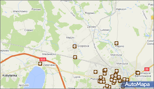 mapa Grzędzice, Grzędzice na mapie Targeo