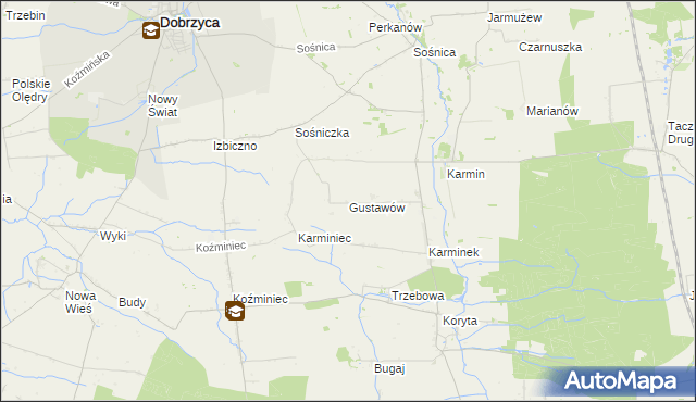 mapa Gustawów gmina Dobrzyca, Gustawów gmina Dobrzyca na mapie Targeo