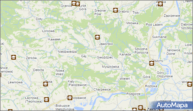 mapa Gwoździec gmina Zakliczyn, Gwoździec gmina Zakliczyn na mapie Targeo