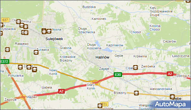 mapa Halinów powiat miński, Halinów powiat miński na mapie Targeo