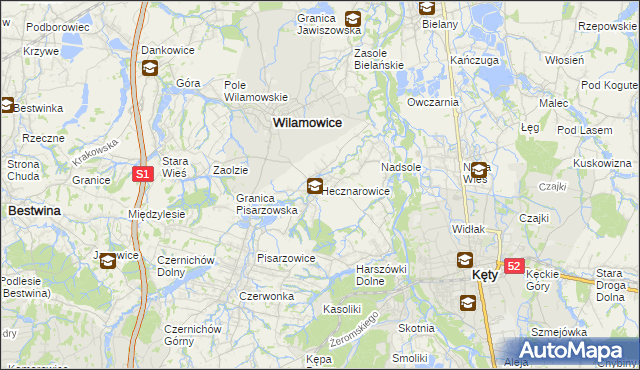 mapa Hecznarowice, Hecznarowice na mapie Targeo