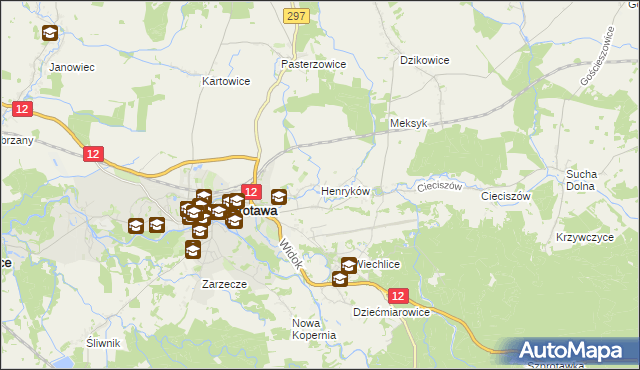 mapa Henryków gmina Szprotawa, Henryków gmina Szprotawa na mapie Targeo