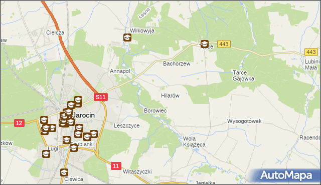 mapa Hilarów gmina Jarocin, Hilarów gmina Jarocin na mapie Targeo