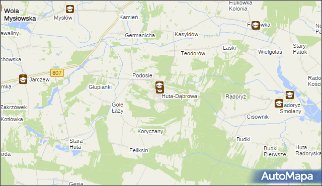 mapa Huta-Dąbrowa, Huta-Dąbrowa na mapie Targeo