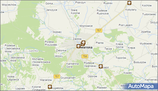 mapa Iwaniska, Iwaniska na mapie Targeo