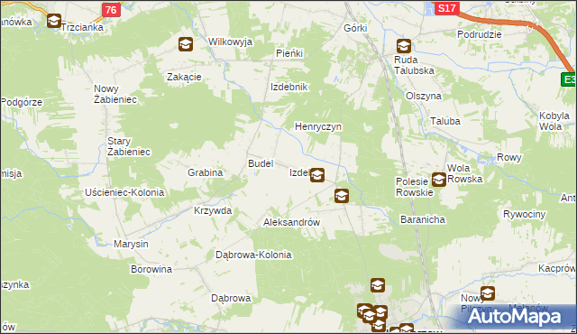 mapa Izdebno gmina Łaskarzew, Izdebno gmina Łaskarzew na mapie Targeo