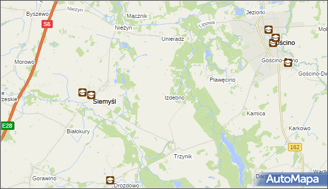 mapa Izdebno gmina Siemyśl, Izdebno gmina Siemyśl na mapie Targeo