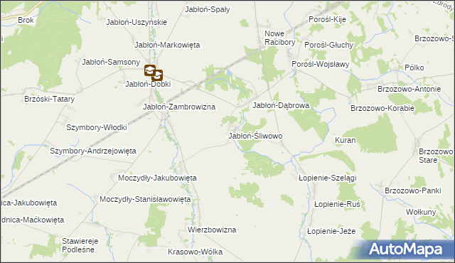 mapa Jabłoń-Śliwowo, Jabłoń-Śliwowo na mapie Targeo