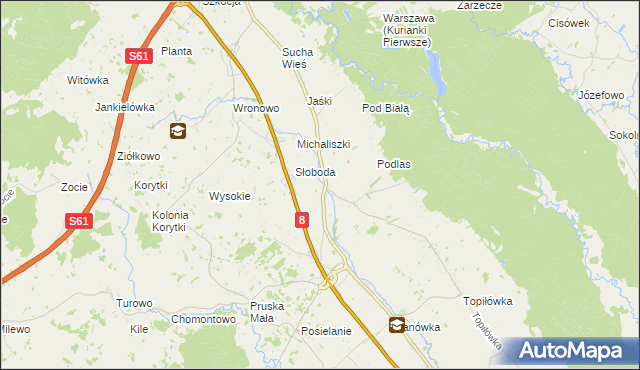 mapa Jabłońskie gmina Augustów, Jabłońskie gmina Augustów na mapie Targeo
