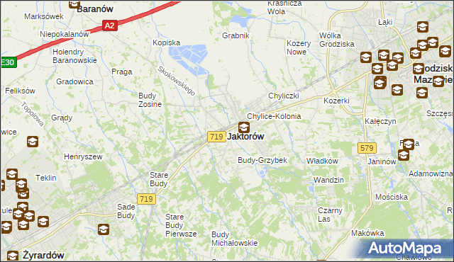 mapa Jaktorów, Jaktorów na mapie Targeo